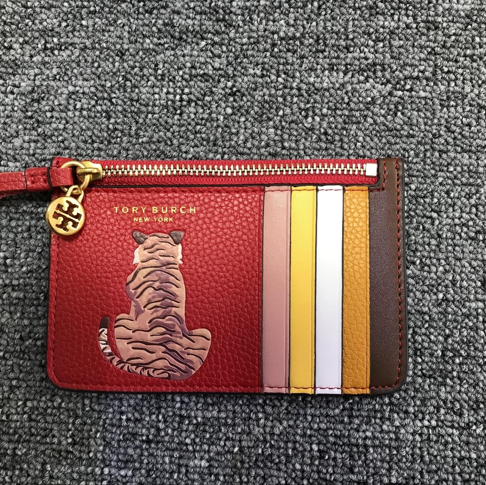 NEW TORY BURCH TIGER ZIP CARD CASE